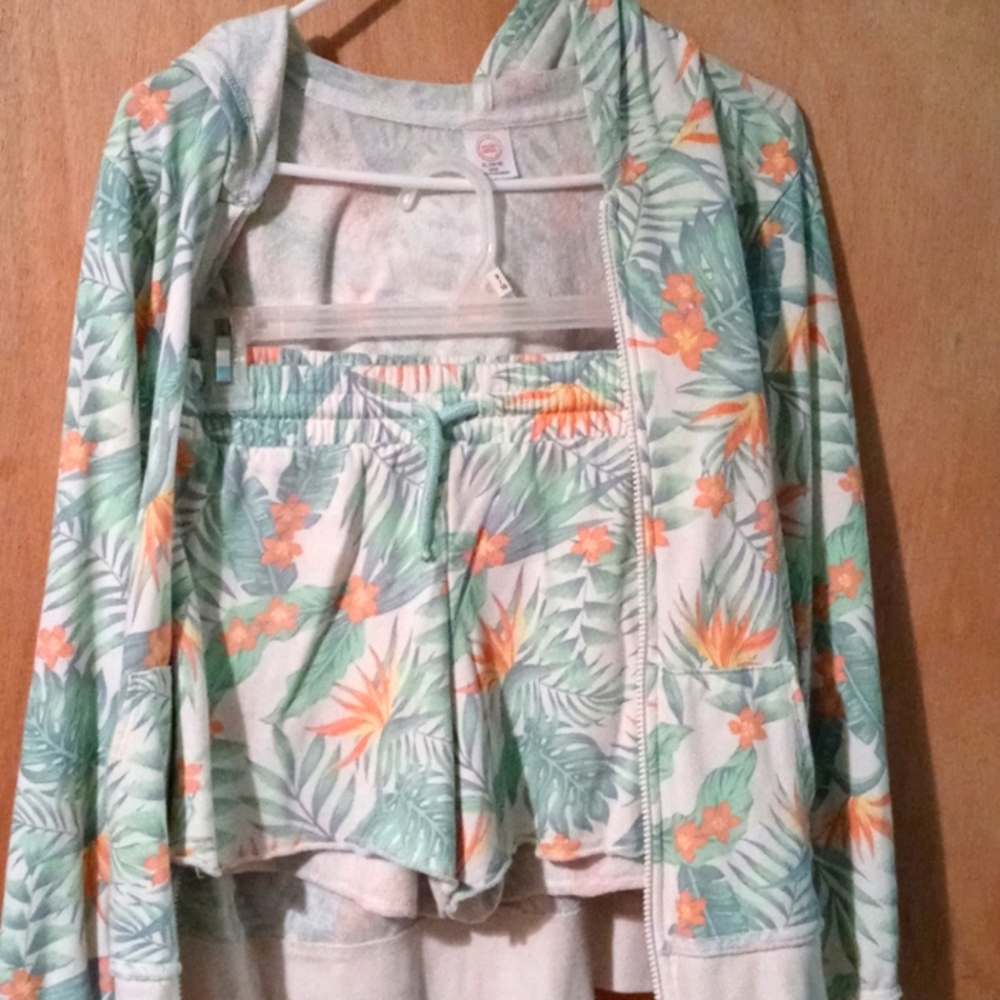 Beach wear jacket and shorts